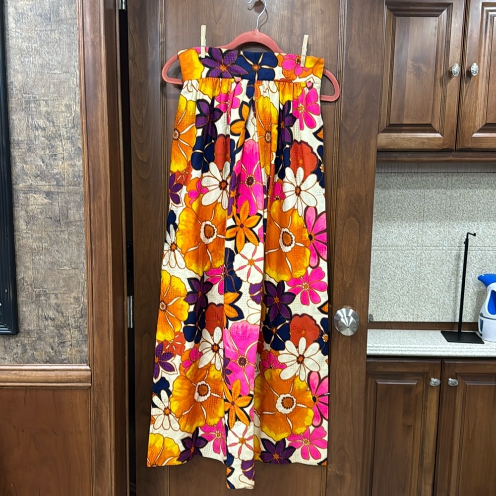 Vintage textured flower power psychedelic maxi skirt small